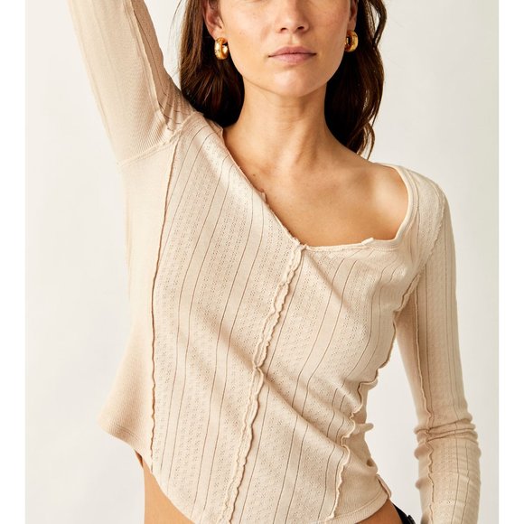 FREE PEOPLE Eyes On You Long Sleeve / Birch - Picture 4 of 4